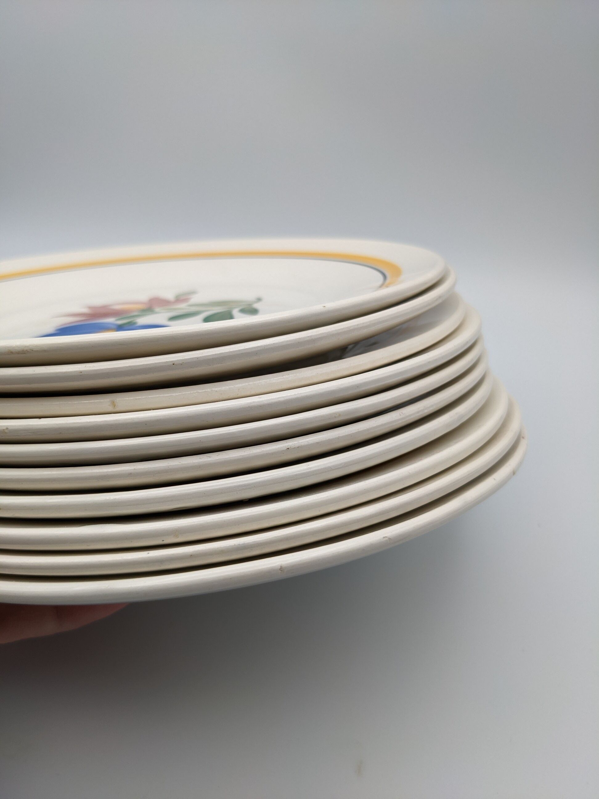 Lot 10 dessert plates digoin sarreguemines model dunkirk floral decoration