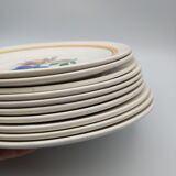 Lot 10 dessert plates digoin sarreguemines model dunkirk floral decoration