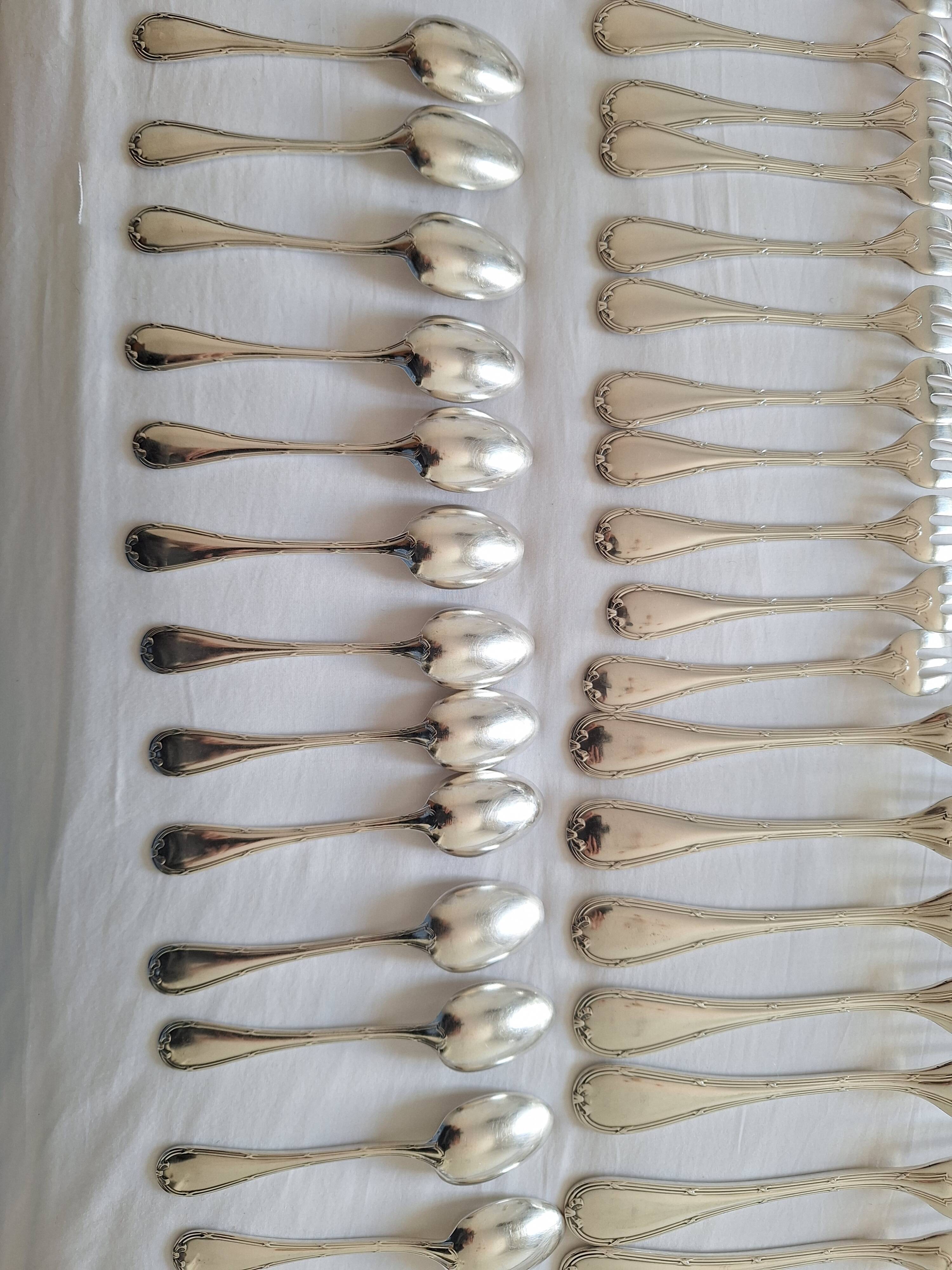 Christofle Rubans Cutlery Set - 133 pieces in silver-plated metal