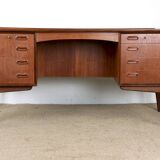 Large Danish teak desk, double sided, by Svend Aage Madsen for H. P Hansen 1960.