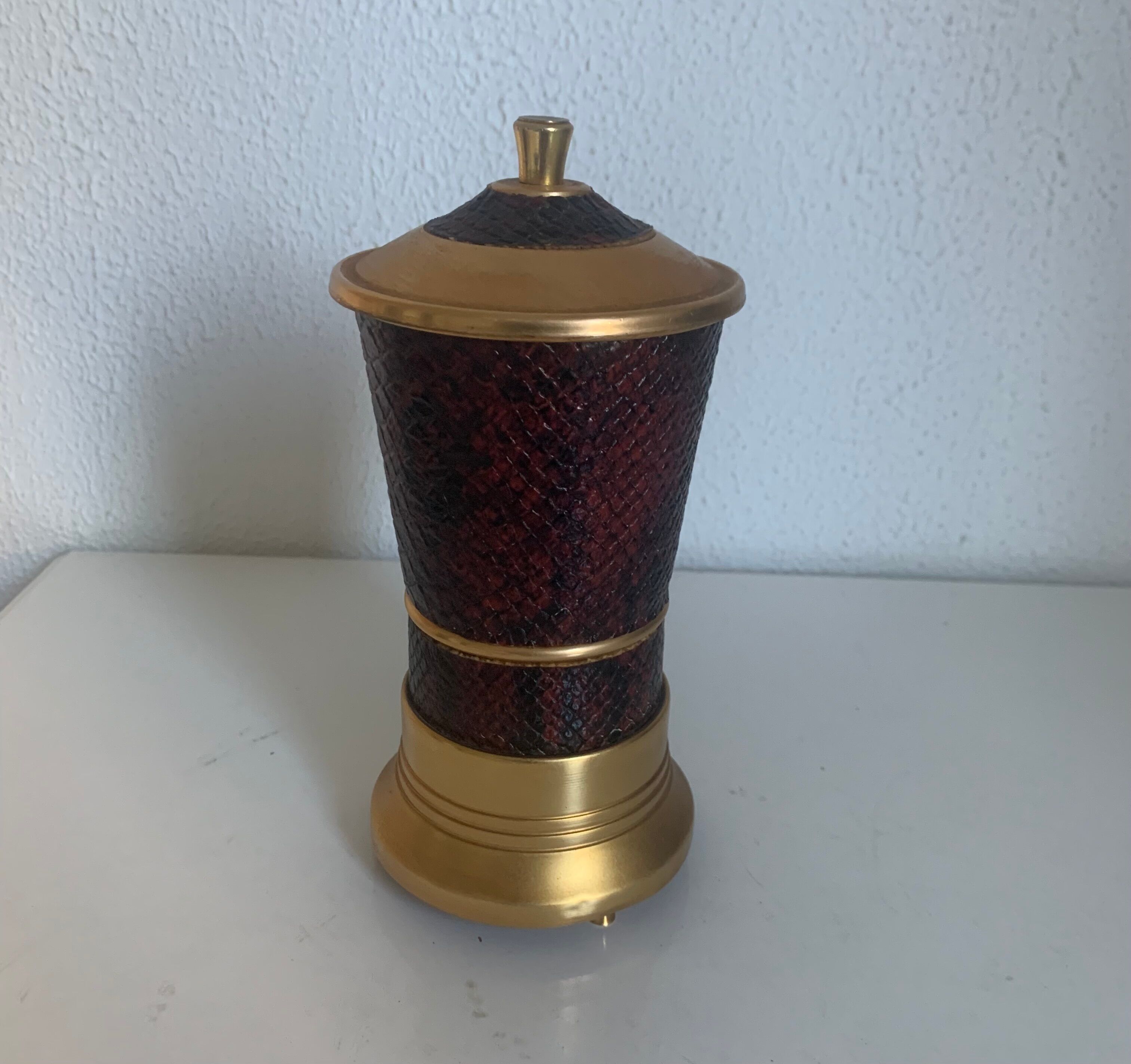 Vintage cigarette holder 1960 golden purple snake box - 19 x 9 cm