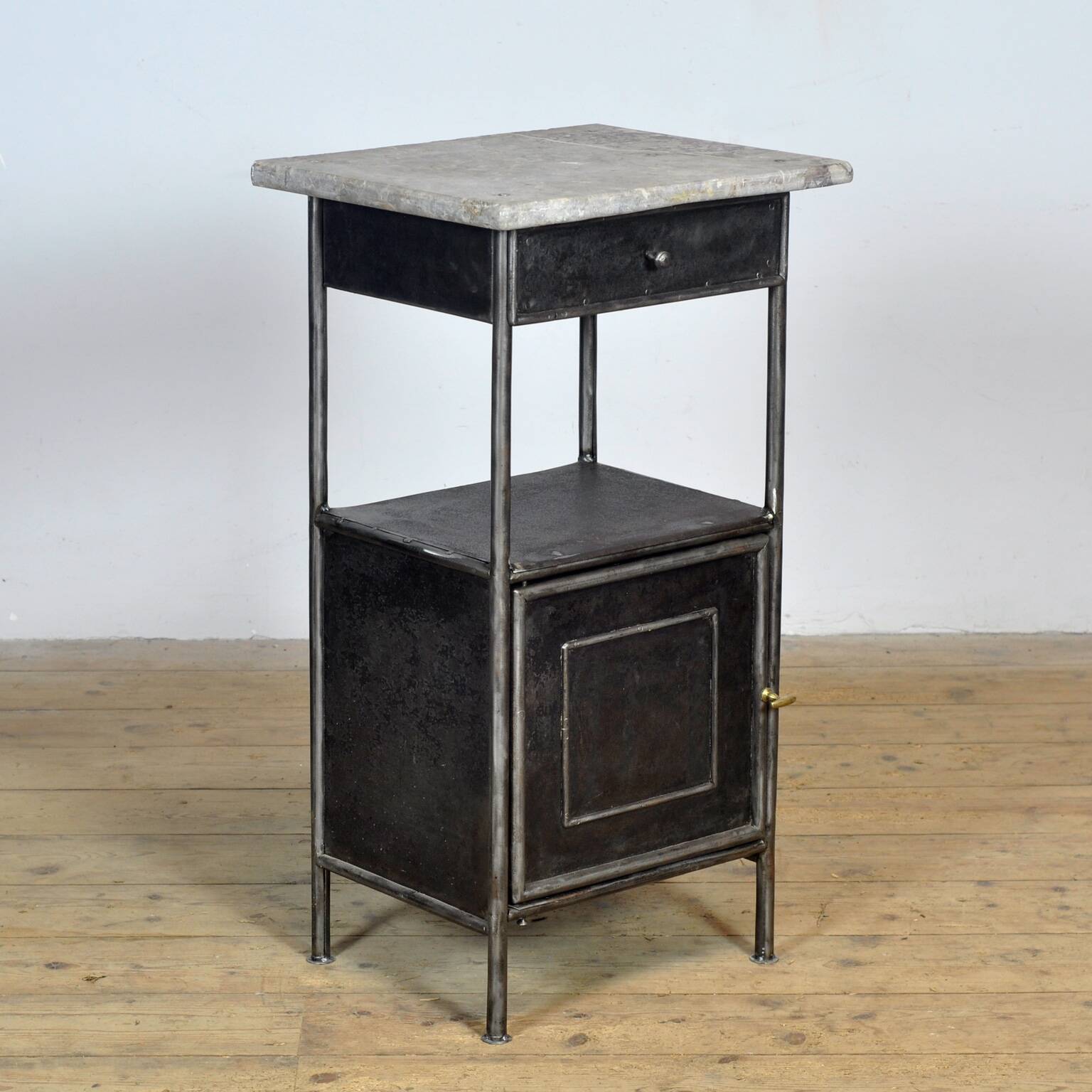 Iron bedside table with marble top, 1910