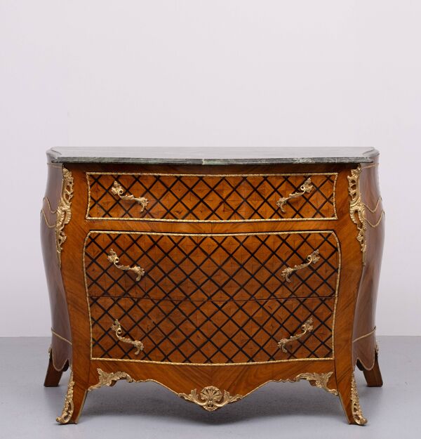 Commode hollandaise Louis XV à marqueterie de damier, années 1960
