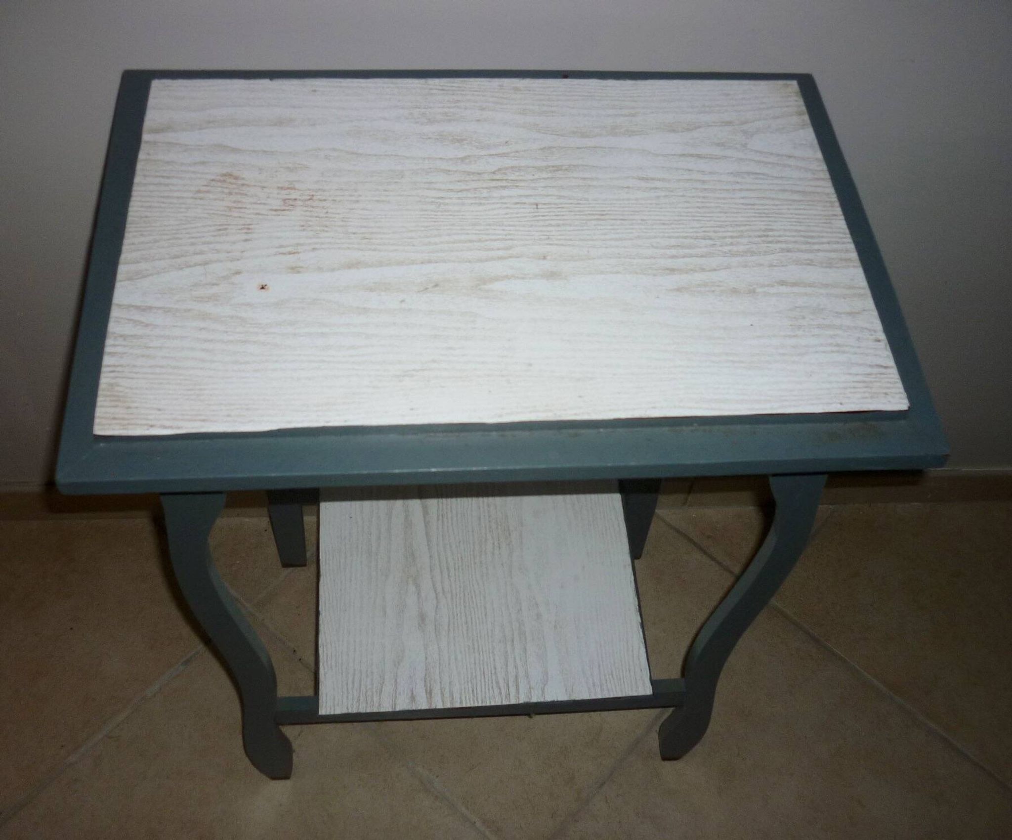 Blue-gray 2-top side table