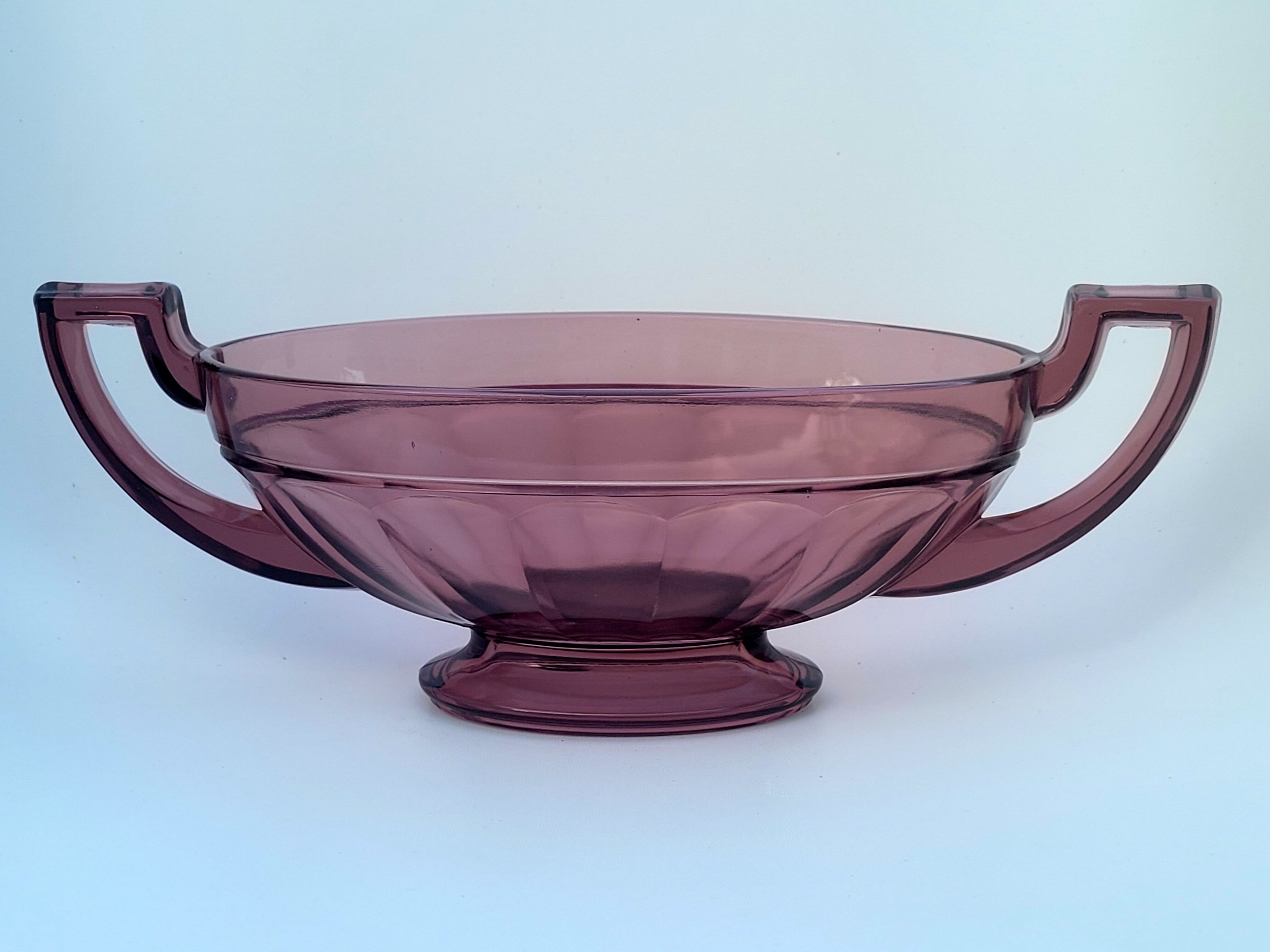 Noémie art deco glass coupe Val Saint Lambert 1935, purple color