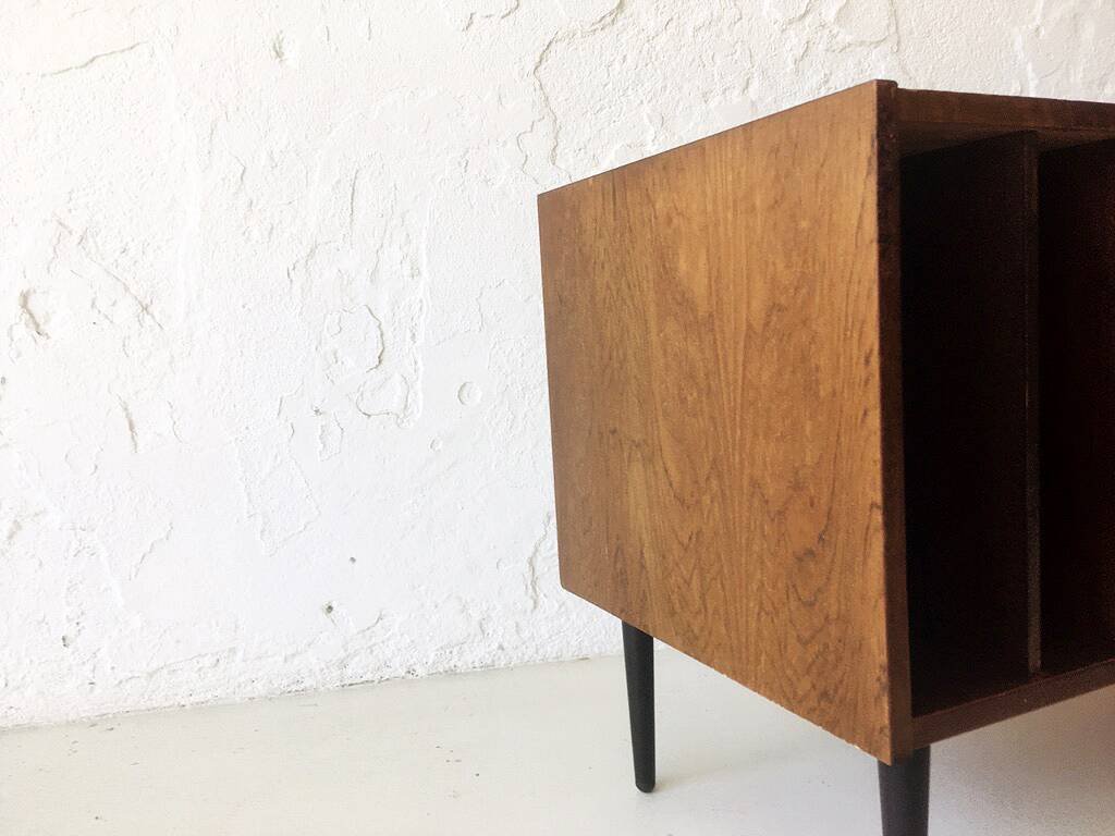 Wooden sideboard with 3 drawers and vinyl storage, Denmark 1970