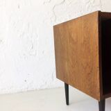 Wooden sideboard with 3 drawers and vinyl storage, Denmark 1970