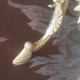 Electrified candlestick lamp, bronze tripod table lamp with goat's feet