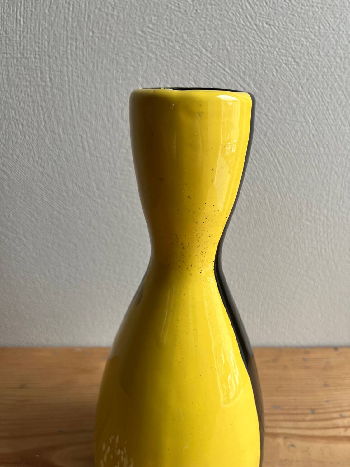 Vintage Vallauris two-tone black and yellow earthenware vase
