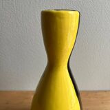 Vintage Vallauris two-tone black and yellow earthenware vase