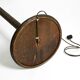 XL 70s Tulip floor lamp with a brown wicker frame and a plexiglass shade