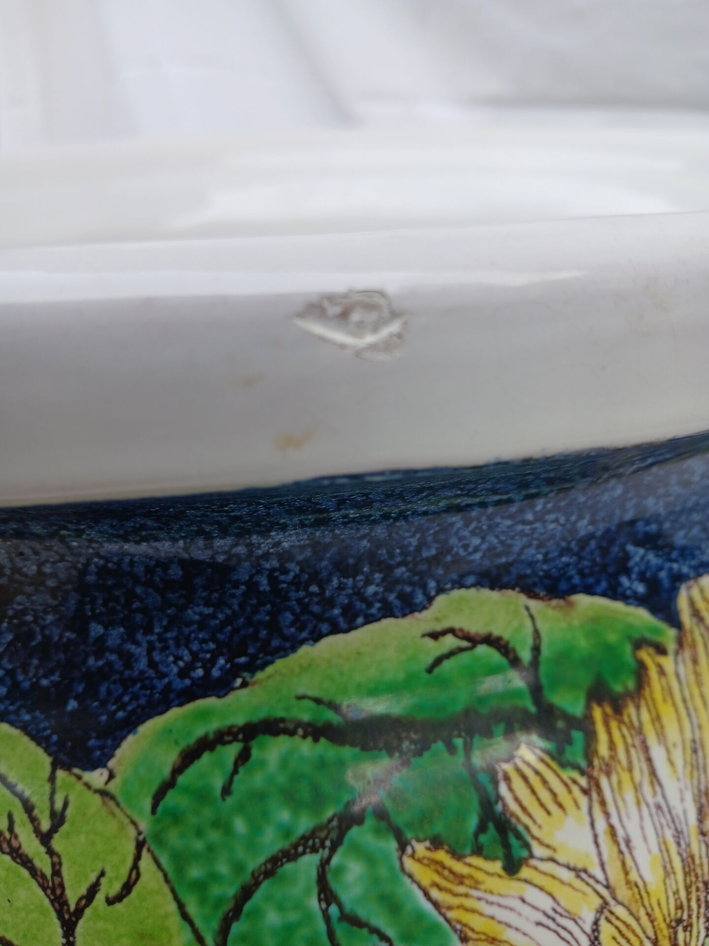 Very large painted ceramic plant pot - sunflower design