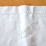 Vintage openwork cotton pillowcase and embroidered monogram CK 78x75