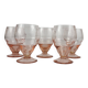 5 pink glass wine glasses