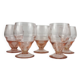 5 pink glass wine glasses