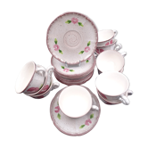 Set of 10 tea cups or coffee Niderviller model Cassandra - Flower decoration