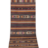 Turkish kilim runner with modern design, boho nomadic stair runner 80 x 512 cm