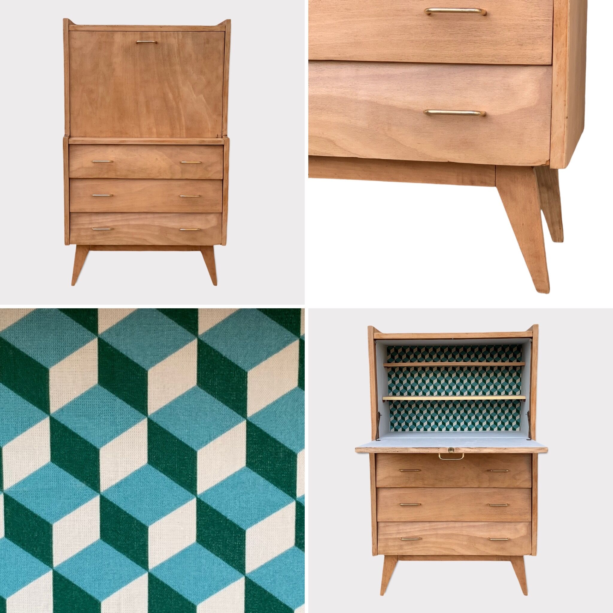 Secretary dresser vintage compass feet 1950