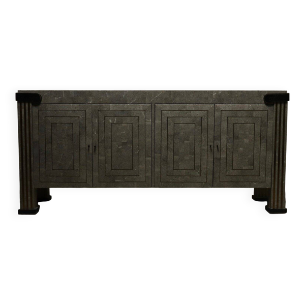 Buffet en marbre et laiton tessellé Maitland-Smith des années 1980