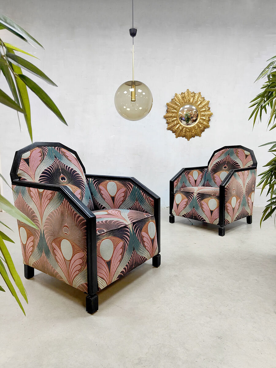 Art deco club chairs lounge chairs 'Luxury peacock dessin'