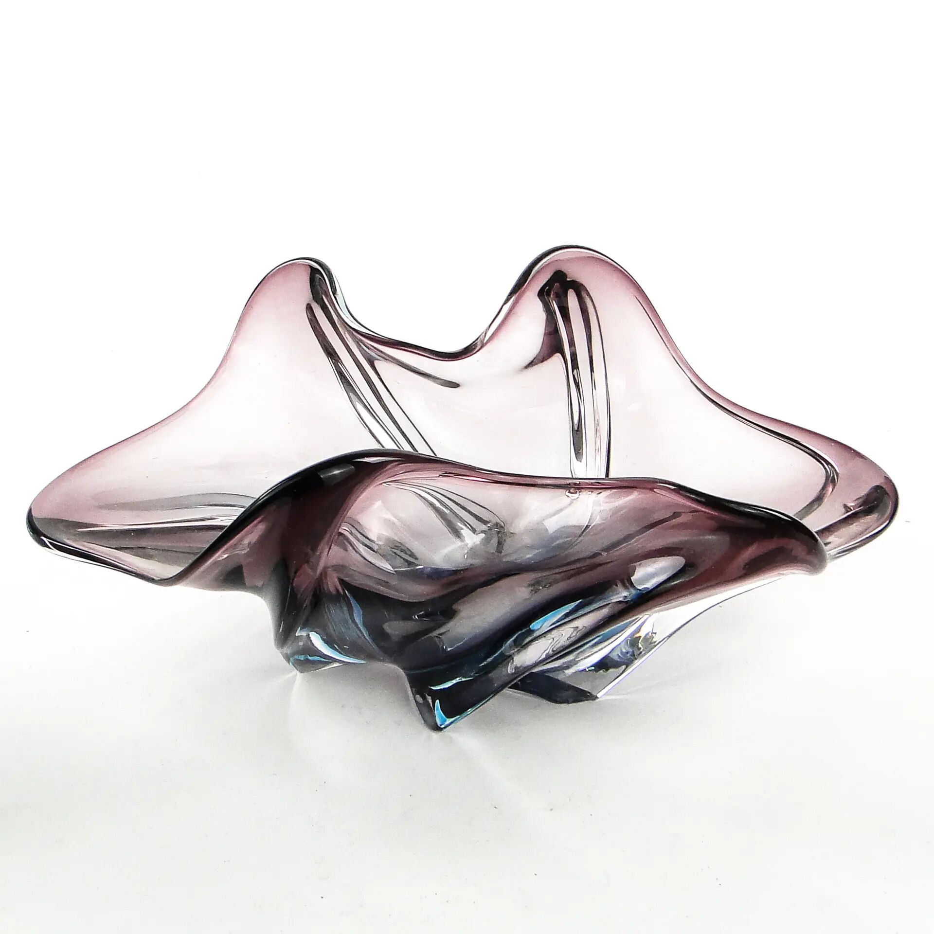 Sommerso bowl, mid-century modern, purple glass, Murano, Italy, 1950s