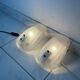 Set of two vintage Italian glass wall lamps