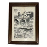 Engraving on vellum of the Maine and the Lower Chain Bridge