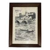Engraving on vellum of the Maine and the Lower Chain Bridge