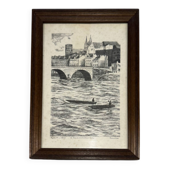 Engraving on vellum of the Maine and the Lower Chain Bridge