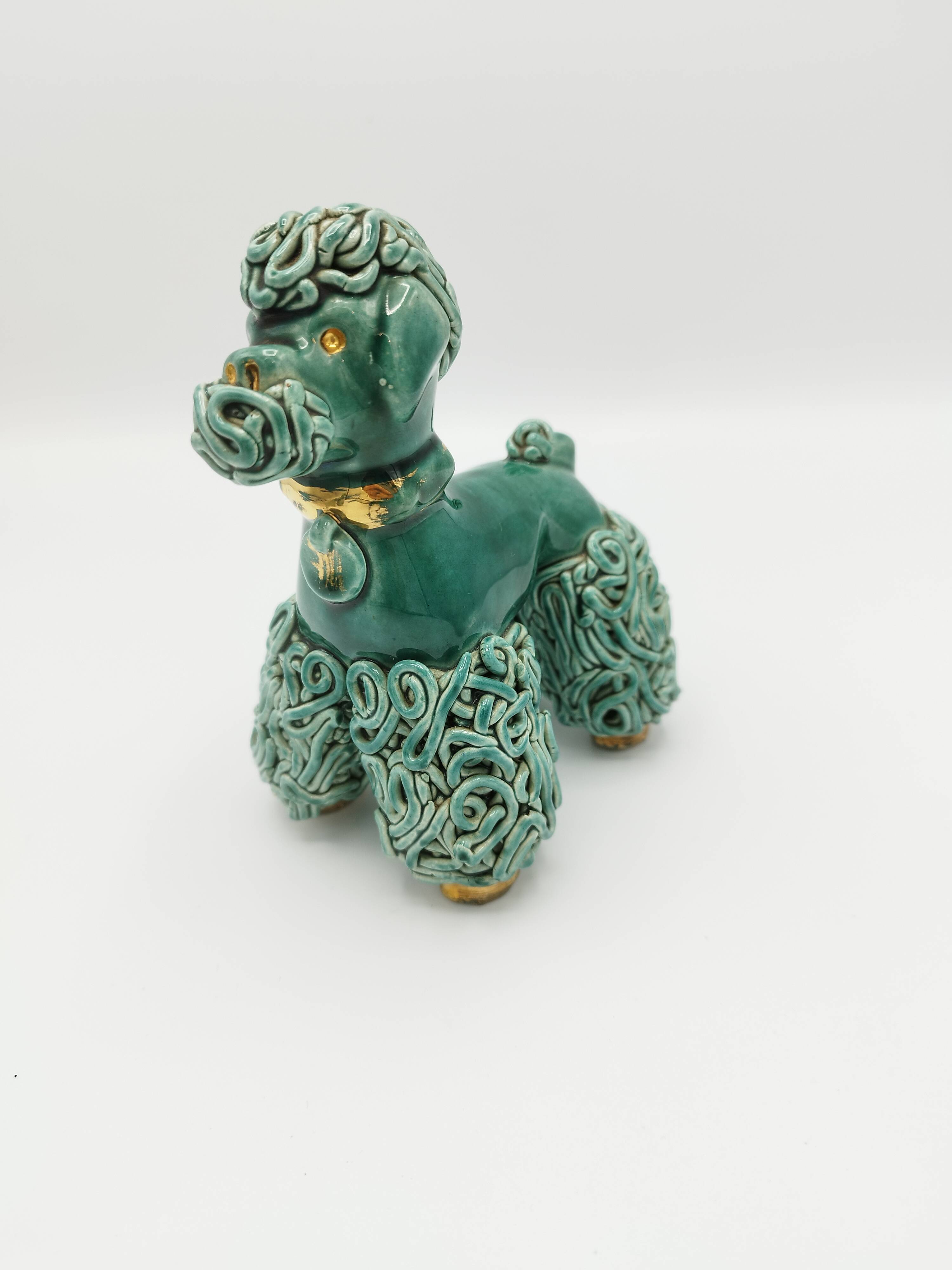 Lot of 2 royal poodles in 1960s spaghetti ceramic