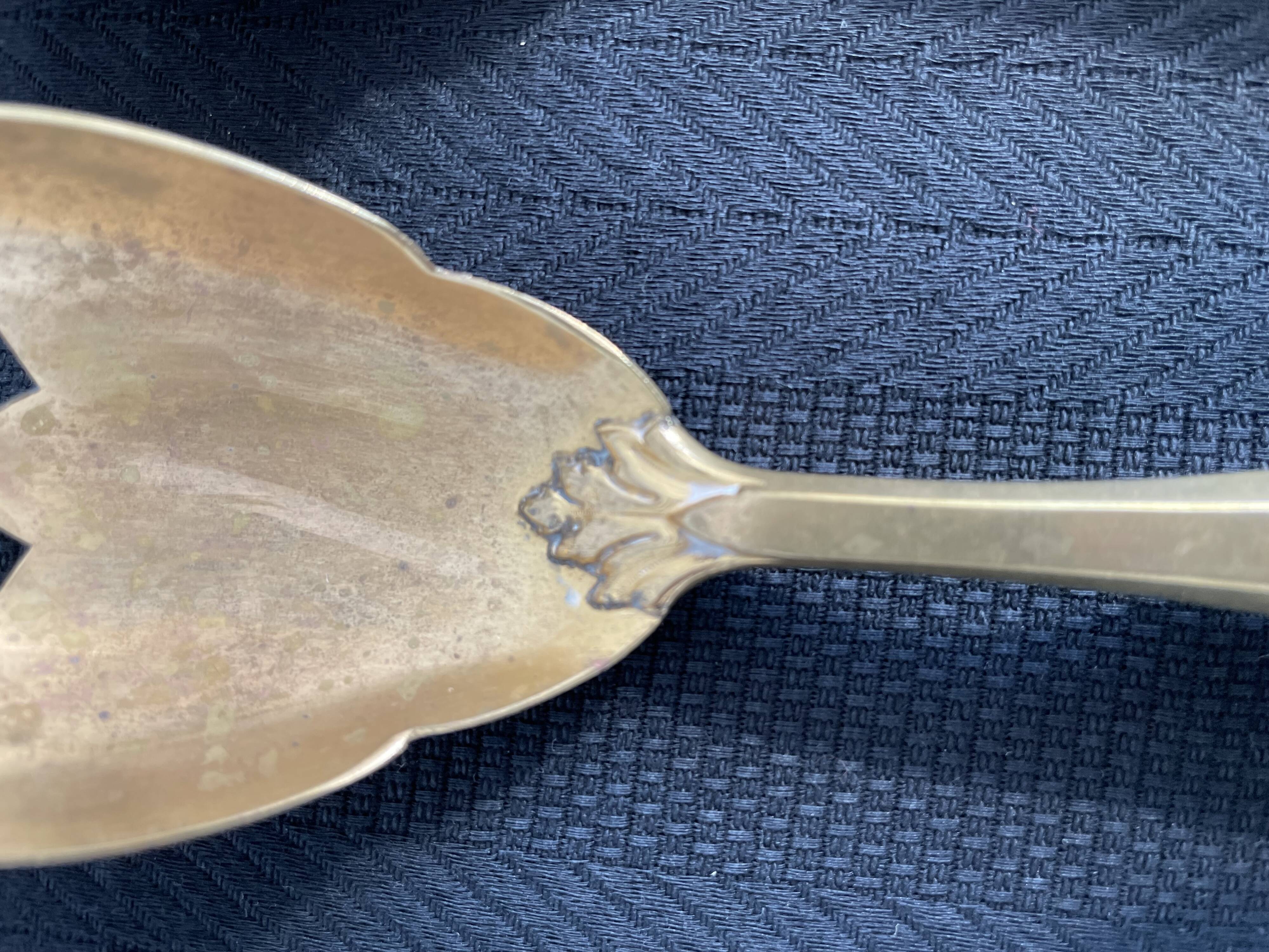 Salad cutlery service, filled silver, gold metal, France