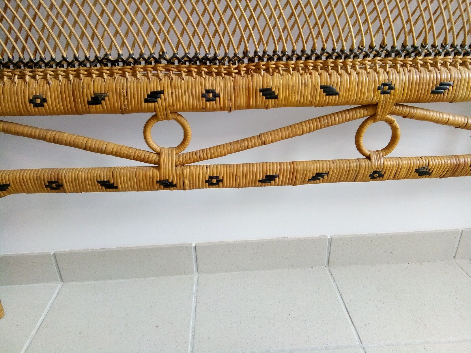 Vintage rattan headboard 160