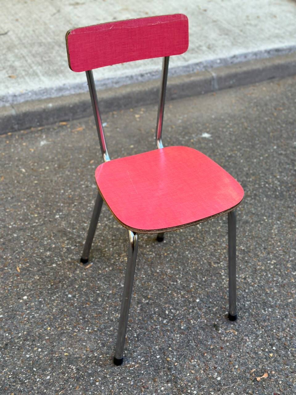 Vintage red Formica & chrome chair — 50s/60s Pop Chic style