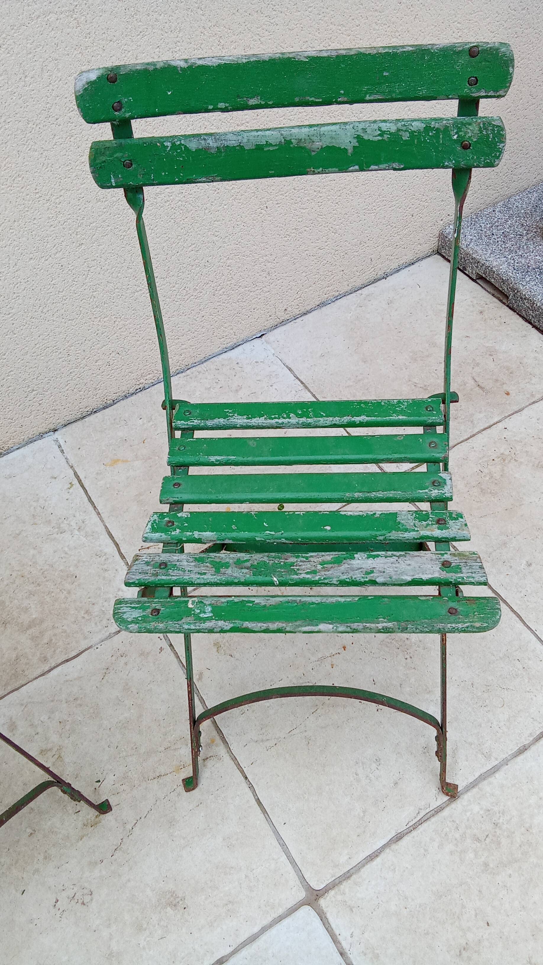 Paire de chaises de bistrot jardin pliable ancienne