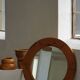 Large round wall mirror in solid pine by Glasmäster Markaryd, Sweden, 1960s.