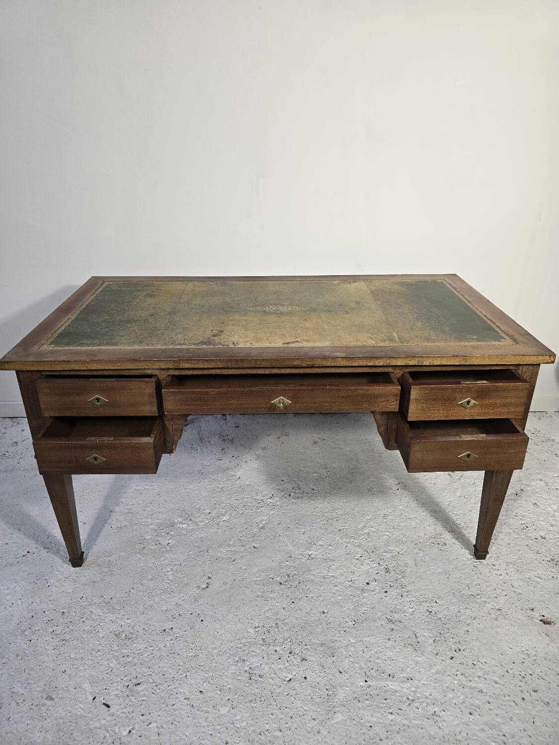 Bureau plat double face en acajou, style Louis XVI – XIXᵉ siècle