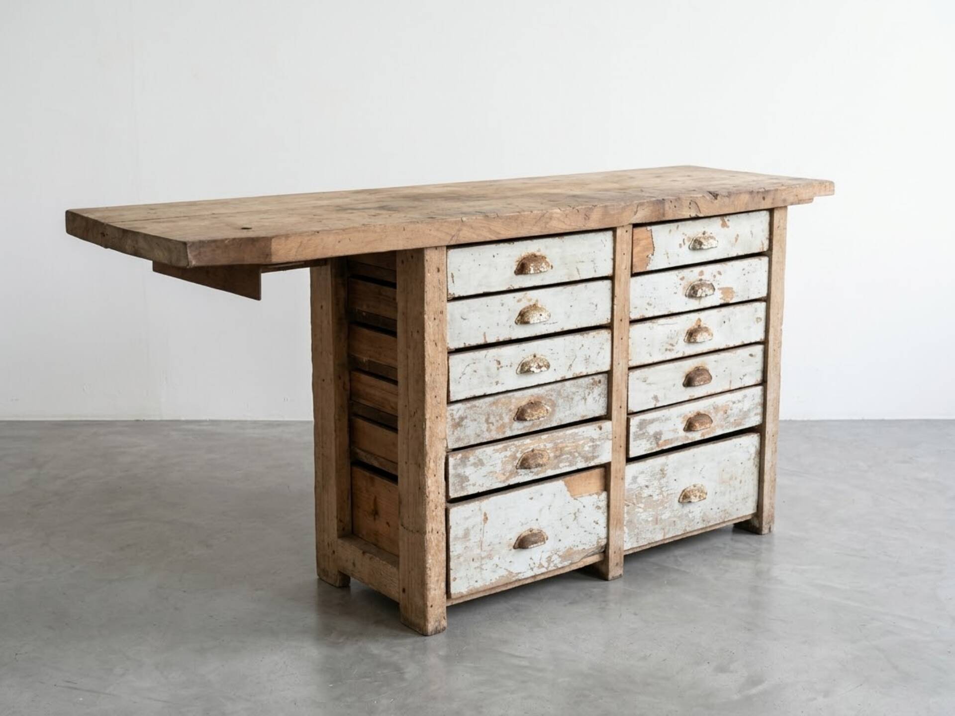 Authentic Craftsman's Counter / Vintage Workbench with Drawers - Solid Wood