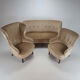 Set of 3 mid century design chairs and sofa, velours, 1950s