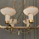 Chandelier in gilded metal 1950 6 lights cut in frosted glass