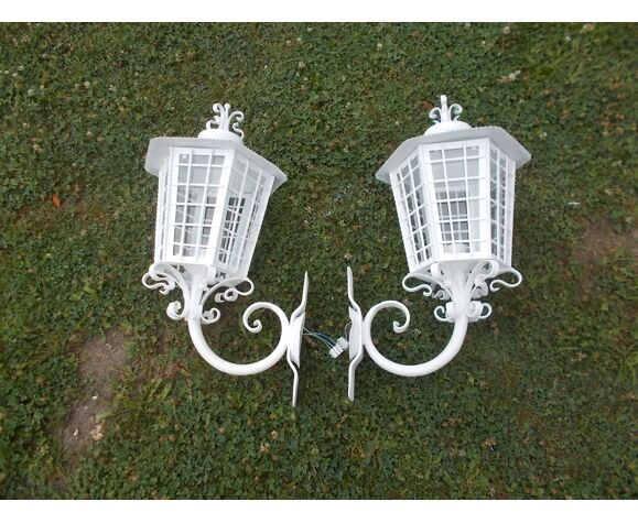 Pair of wrought iron lanterns