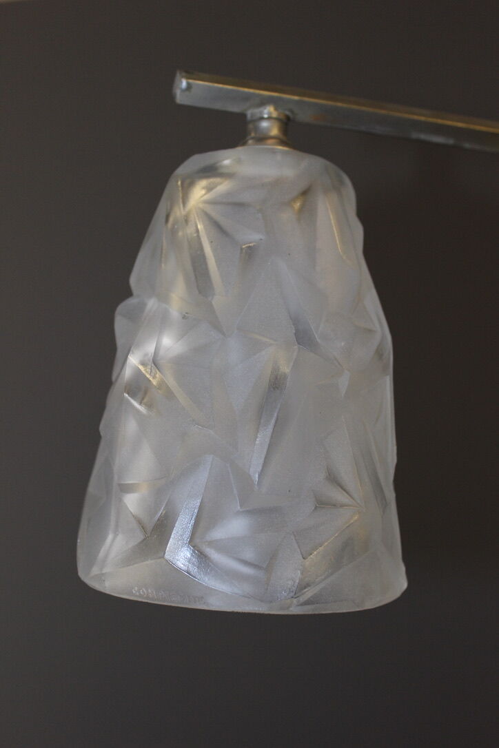 Art Deco period plate chandelier signed Degué