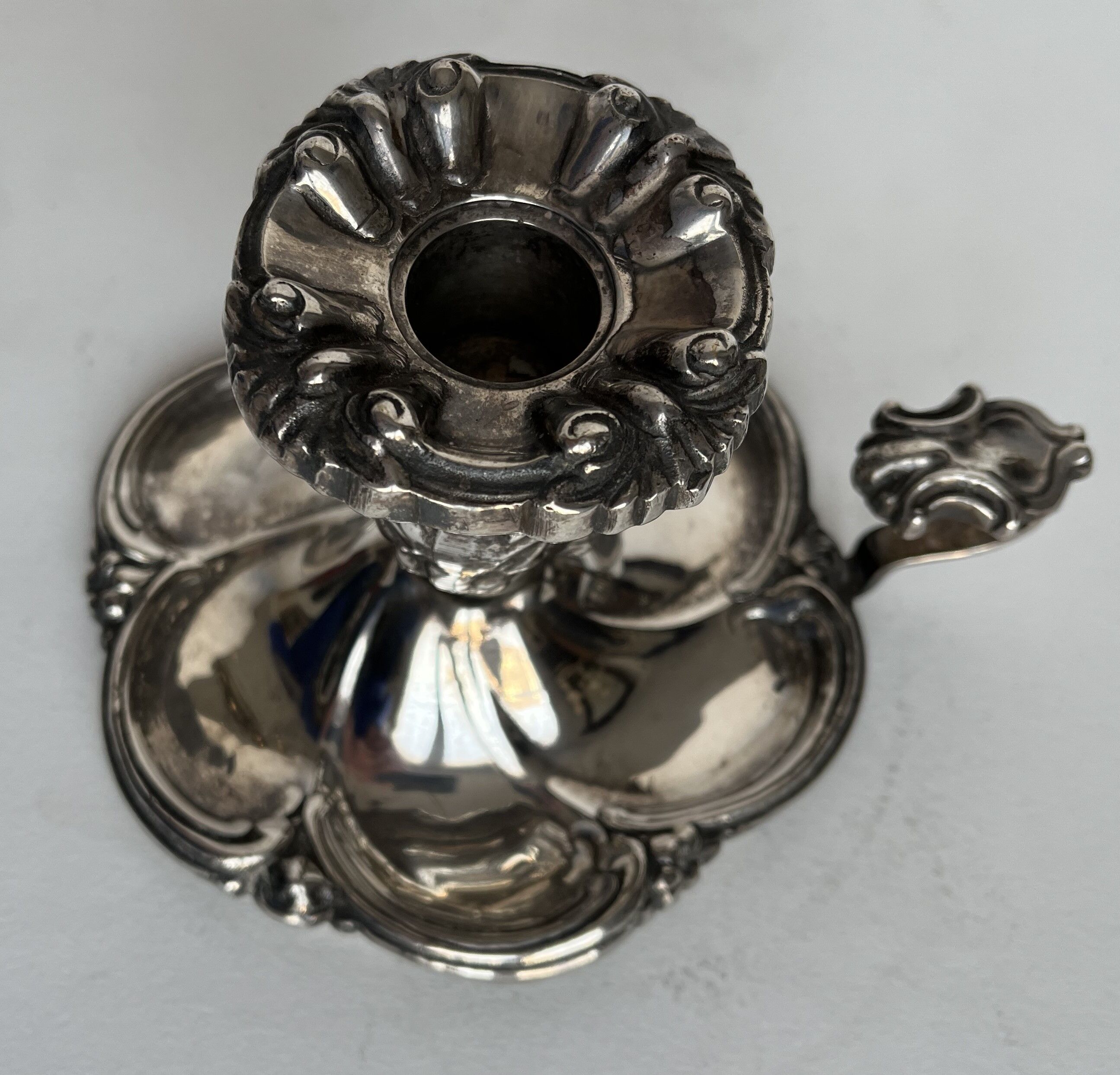 Silver metal candle holder