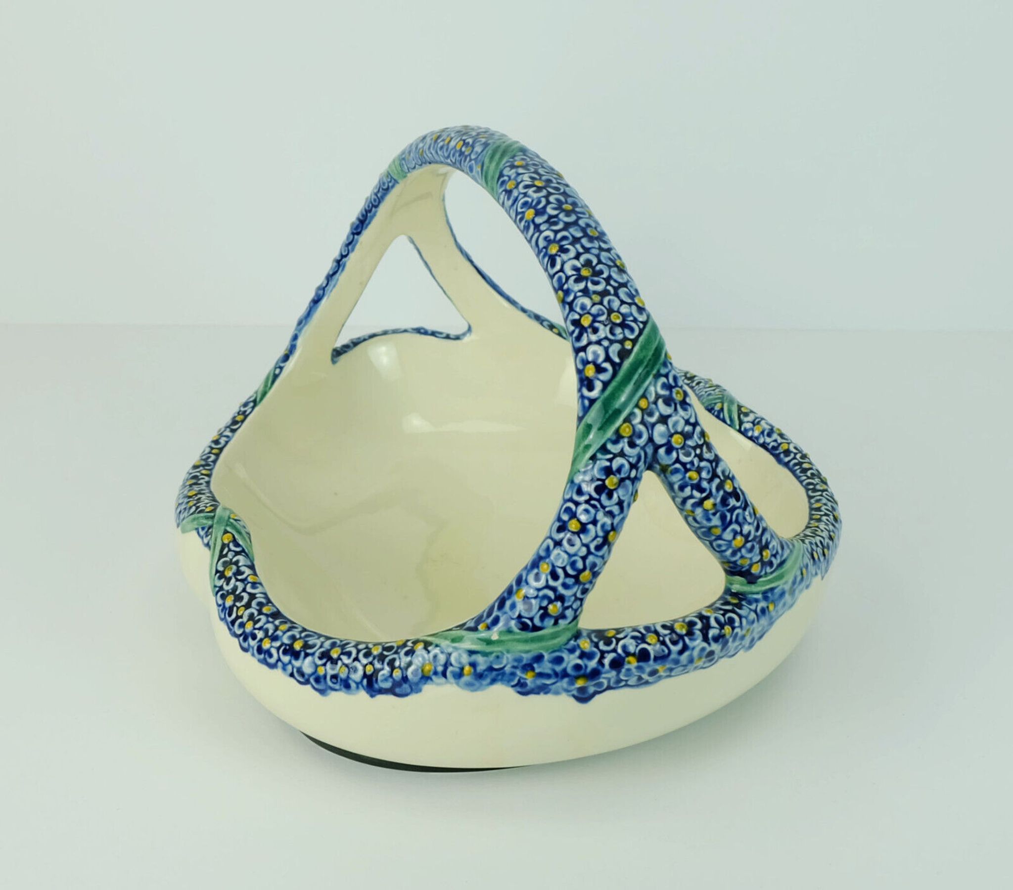 Majolika karlsruhe bowl ceramic basket art nouveau w.süs