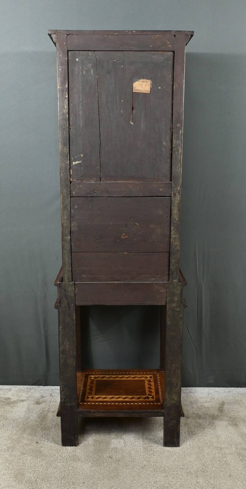 Rare small marquetry display cabinet, louis xvi style – mid 19th century