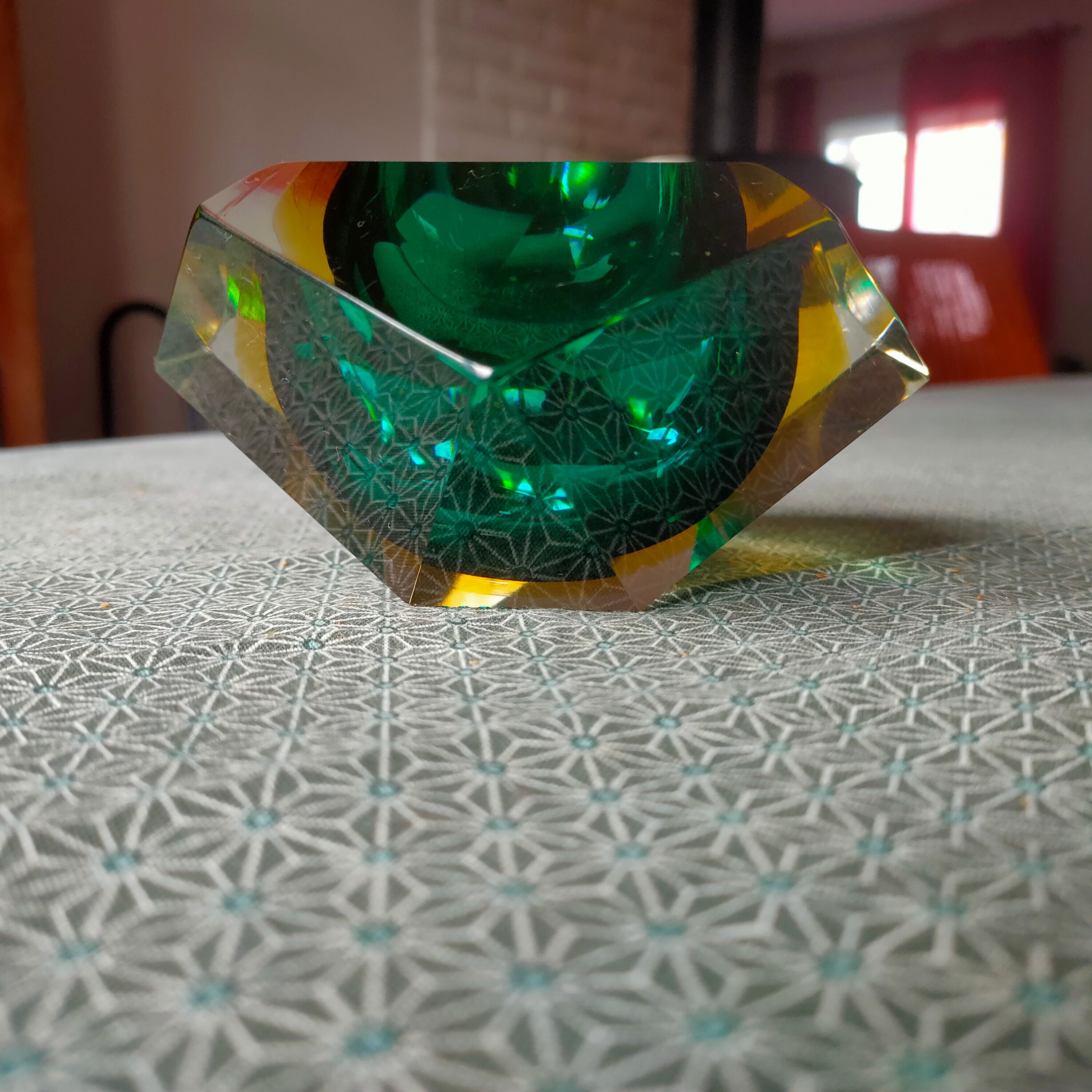 Gglass ashtray Murano glass and yellow