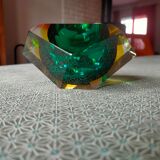 Gglass ashtray Murano glass and yellow