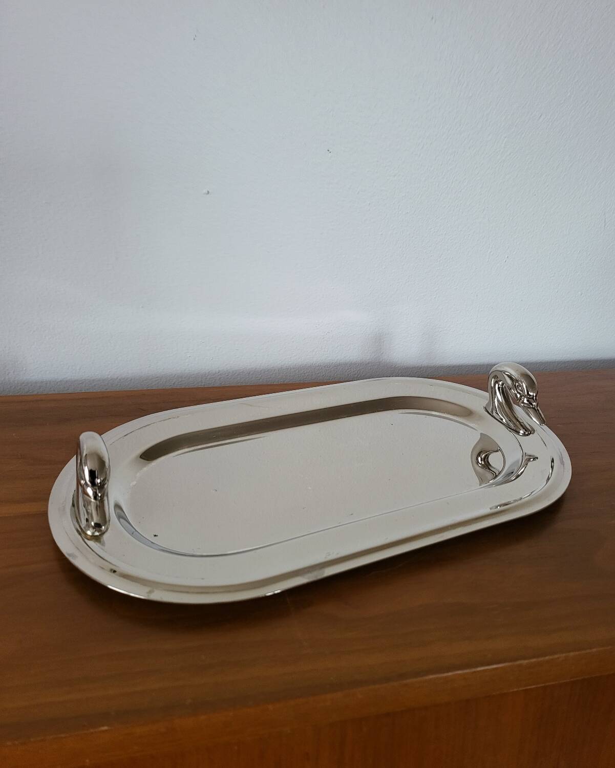 Plat de service à foie gras en métal argenté