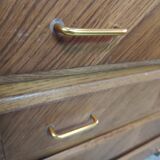 Jolie commode de 4 tiroirs pieds compas plaquage chene