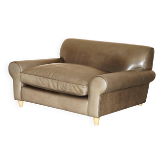 Large leather loveseat by Terence Conran
