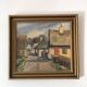 Vintage Original Cottage Oil Painting: Framed Countryside Art